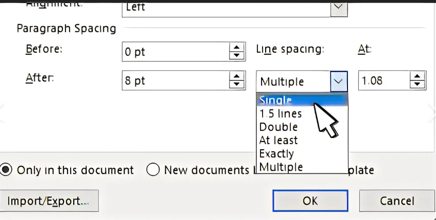 Single Spaced Essay: How to use Spacing Size in Word