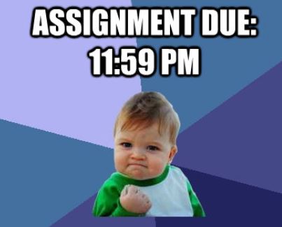 Submit an Assignment at 11:59 pm