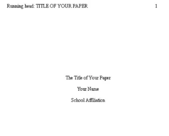 APA Title page format