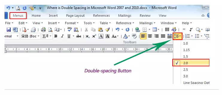 MS Word Double spacing