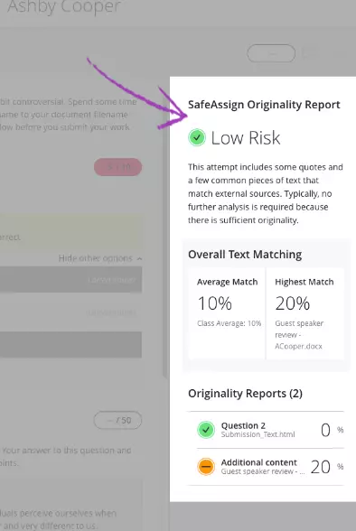 Interpreting SafeAssign self-check Scores