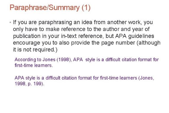 APA Paraphrasing